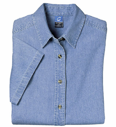Ladies' Denim Shirt, Short Sleeve